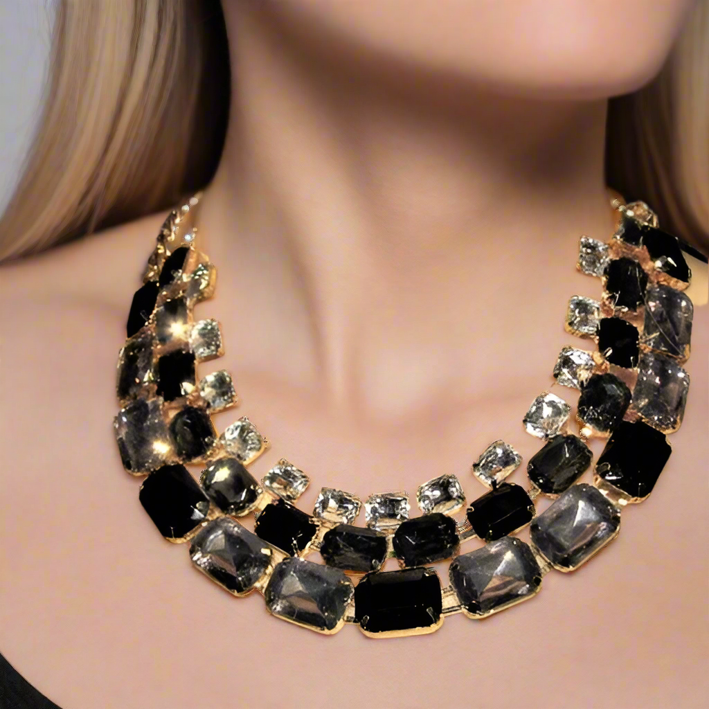 Exquisite Black Diamond and Gold Necklace