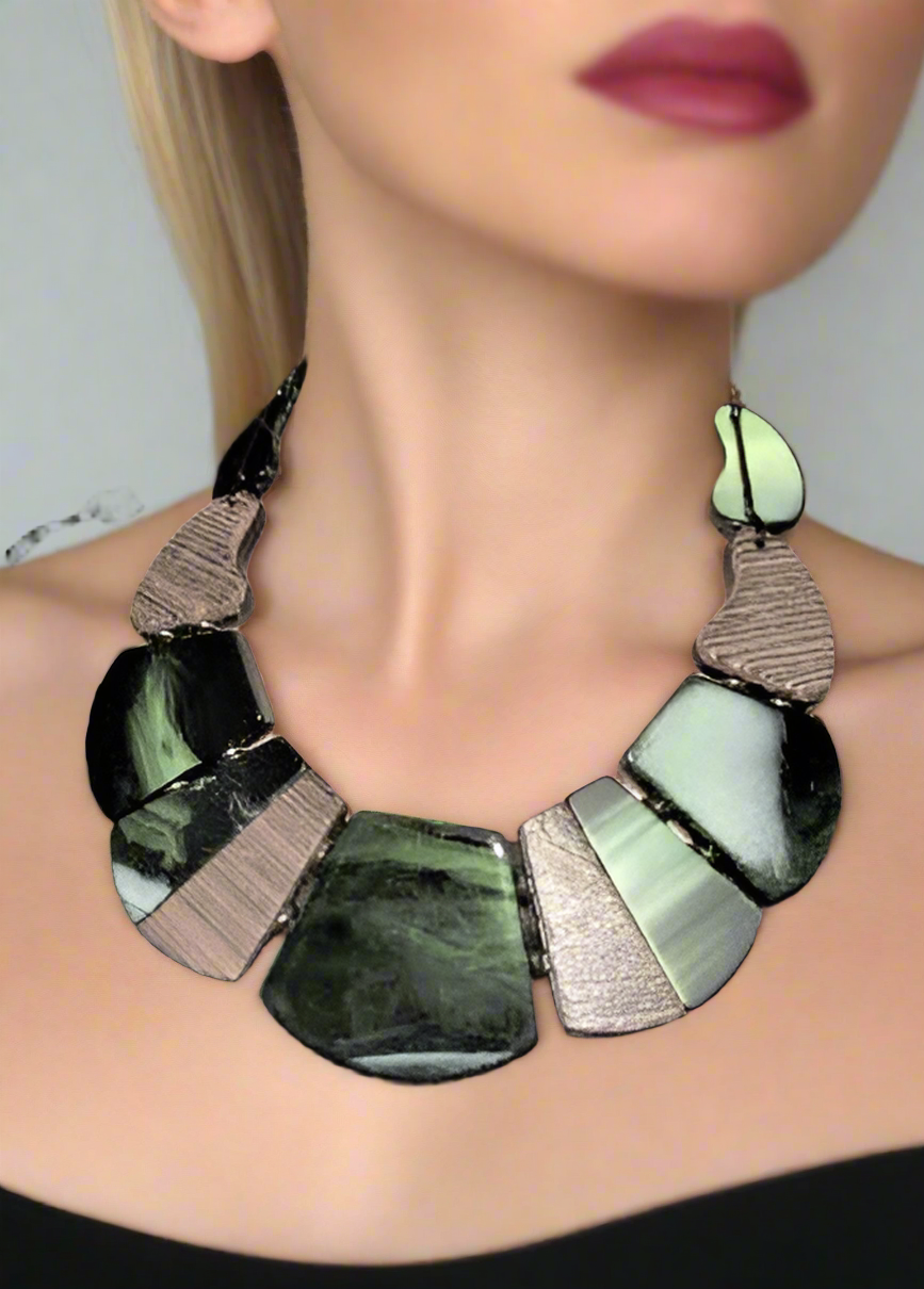 Fantastic Green and Gold Graduated Necklace Set
