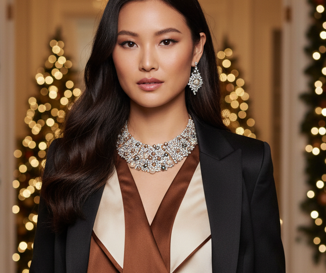 Gorgeous Pearls and Rhinestones Necklace Set