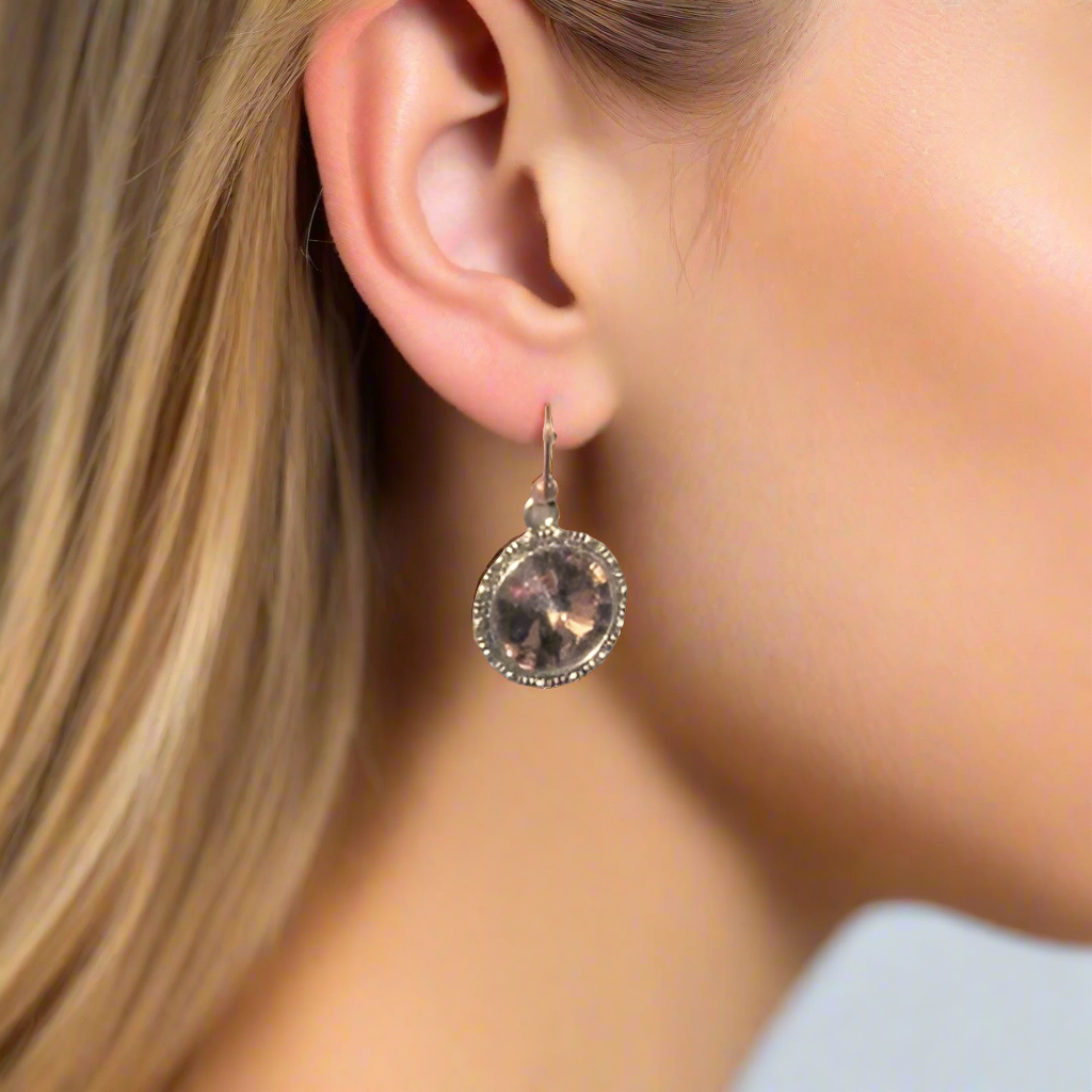 Lovely Smokey Topaz, Rivoli, Gold Drop Earrings- by Artistry Jewelry