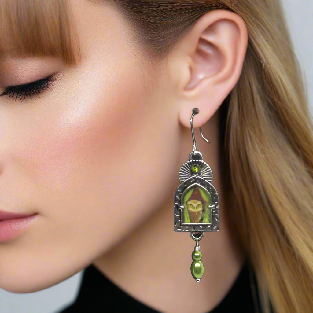 Lovely Owl in the Window Earrings