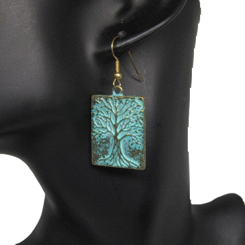 Lovely Patina Tree of Life Drop Earrings-by Artistry Jewelry