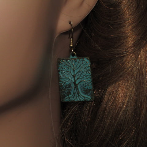 Lovely Patina Tree of Life Drop Earrings-by Artistry Jewelry