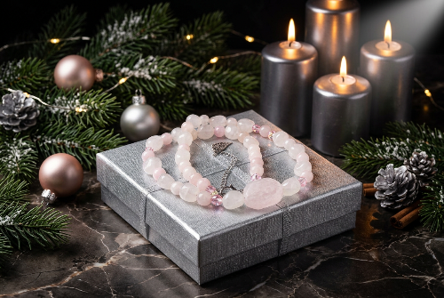 Stunning Rose Pink Quartz and Crystals, Semi-precious Beaded Necklace handcrafted by Artistry Jewelry