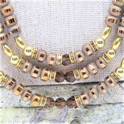 Stunning Golden Cocoa Matinee Necklace Set