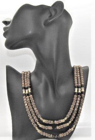 Stunning Golden Cocoa Matinee Necklace Set
