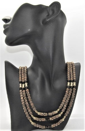 Stunning Golden Cocoa Matinee Necklace Set