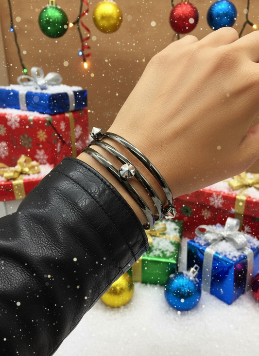 Exciting Triple Bangle Spike Bracelet