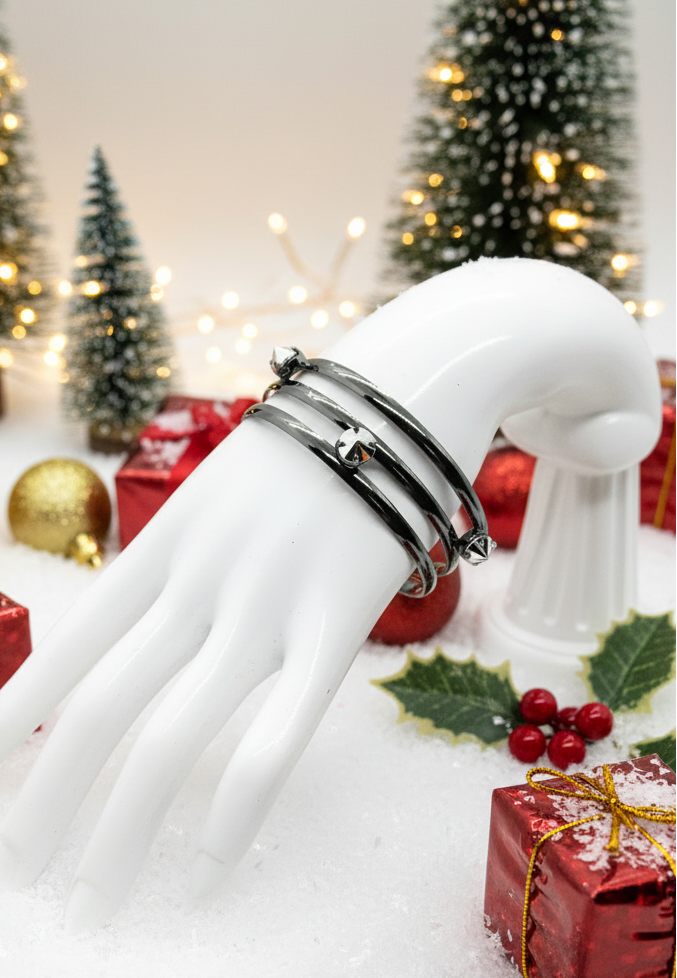 Exciting Triple Bangle Spike Bracelet