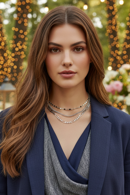 Flattering Triple Chain Choker Necklace