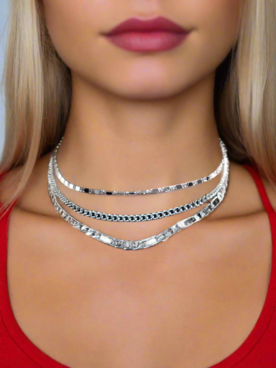 Flattering Triple Chain Necklace