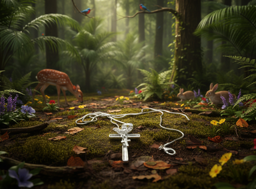 Stunning Heart and Cross Pendant Necklace