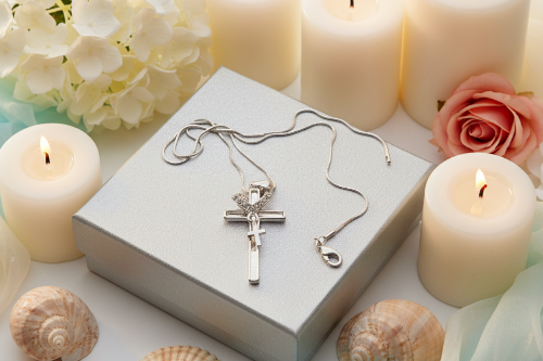 Stunning Heart and Cross Pendant Necklace