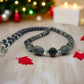 Fabulous Black & Gray Labrador, Black Onyx and Black Diamond Crystals, Semi-precious, Beaded Necklace B-handcrafted by Artistry Jewelry