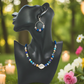 Stunning Natural Sea Blue Imperial Jasper, Lava beads and Silver Hematite, Semi-precious, Beaded Necklace Set - handcrafted by Artistry Jewelry