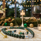Gorgeous Dark Green, Crystal, and Gold Druk beads, One-of-a-Kind, Beaded Necklace Set- handcrafted by Artistry Jewelry