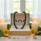 Gorgeous Dark Green, Crystal, and Gold Druk beads, One-of-a-Kind, Beaded Necklace Set- handcrafted by Artistry Jewelry