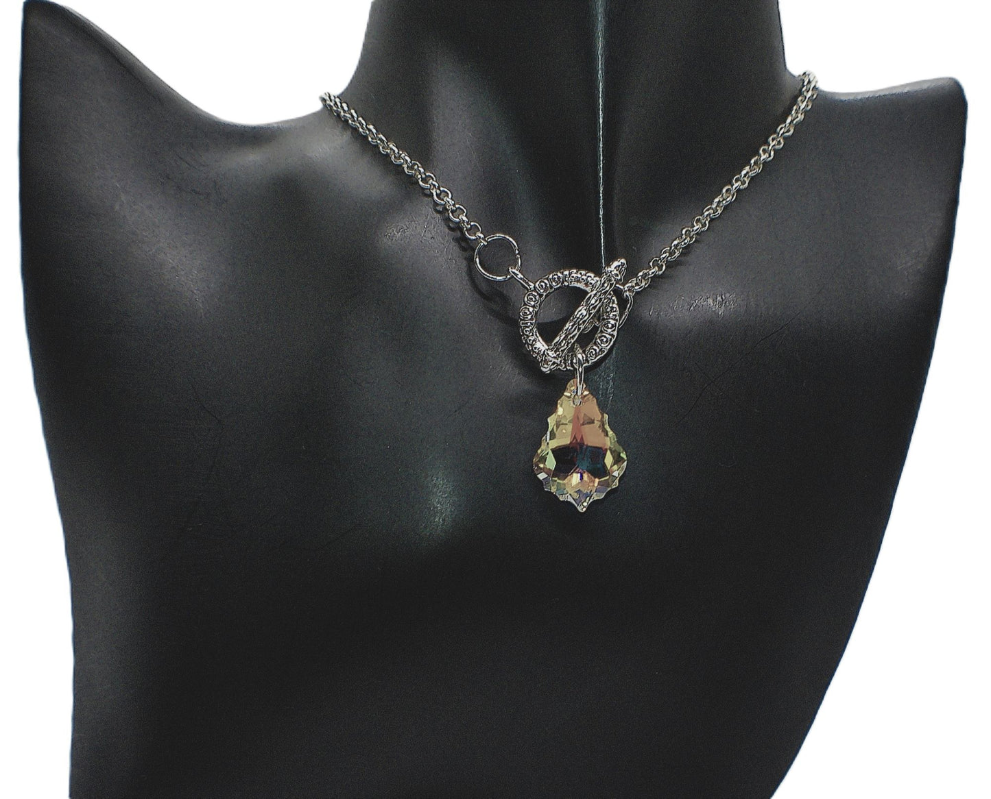 Gorgeous Baroque Teardrop Crystal, Rolo Chain Necklace - by Artistry Jewelry