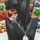 Lovely Howlite Pendant, Figaro Stainless Steel Chain Necklace-by Artistry Jewelry