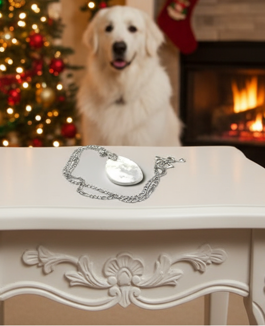 Lovely Howlite Pendant, Figaro Stainless Steel Chain Necklace-by Artistry Jewelry