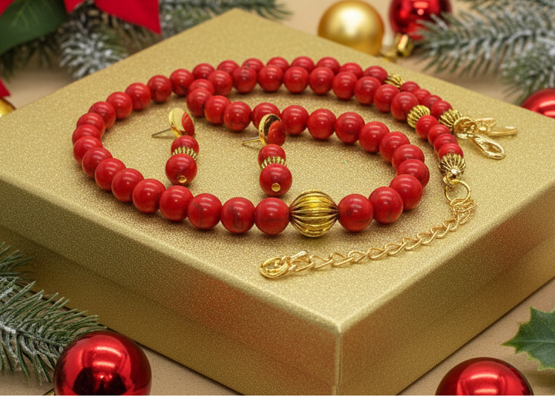 Beautiful Natural Red and Black Vein Turquoise, One-of-a-Kind, Semi-precious,  Necklace Set- handcrafted by Artistry Jewelry