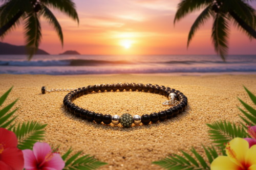 Lovely Black Pearl Beads, Cubic Zirconia, and Silver Rondelles, One-of-a-Kind, Beaded Necklace-handcrafted by Artistry Jewelry