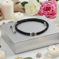 Lovely Black Pearl Beads, Cubic Zirconia, and Silver Rondelles, One-of-a-Kind, Beaded Necklace-handcrafted by Artistry Jewelry