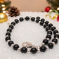Flaunting Silver Hematite and Black Satin Pearl Beaded Necklace - handcrafted by Artistry Jewelry