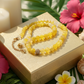 Fabulous Yellow Fire Agates and Cubic Zirconia Semi-precious, One-of-a-Kind, Beaded Necklace - handcrafted by Artistry Jewelry
