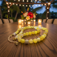 Fabulous Yellow Fire Agates and Cubic Zirconia Semi-precious, One-of-a-Kind, Beaded Necklace - handcrafted by Artistry Jewelry