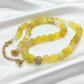 Fabulous Yellow Fire Agates and Cubic Zirconia Semi-precious, One-of-a-Kind, Beaded Necklace - handcrafted by Artistry Jewelry