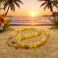 Fabulous Yellow Fire Agates and Cubic Zirconia Semi-precious, One-of-a-Kind, Beaded Necklace - handcrafted by Artistry Jewelry
