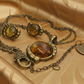 Charming Vintage Style Burnished Gold and Brown Colored Pendant, Steel Chain Necklace and Earrings Set, 18 inches, One-of-a-Kind - by Artistry Jewelry