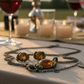 Charming Vintage Style Burnished Gold and Brown Colored Pendant, Steel Chain Necklace and Earrings Set, 18 inches, One-of-a-Kind - by Artistry Jewelry
