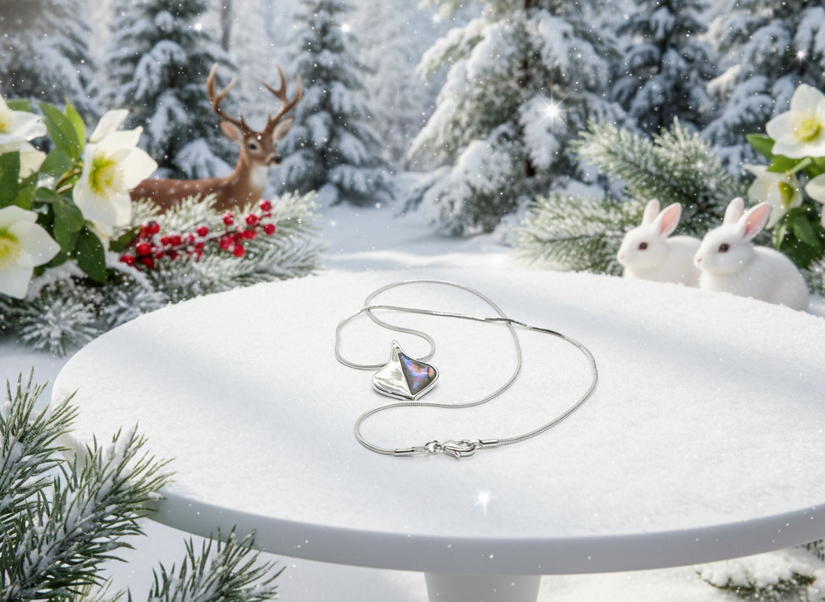 Lovely Paua Leaf Necklace-A