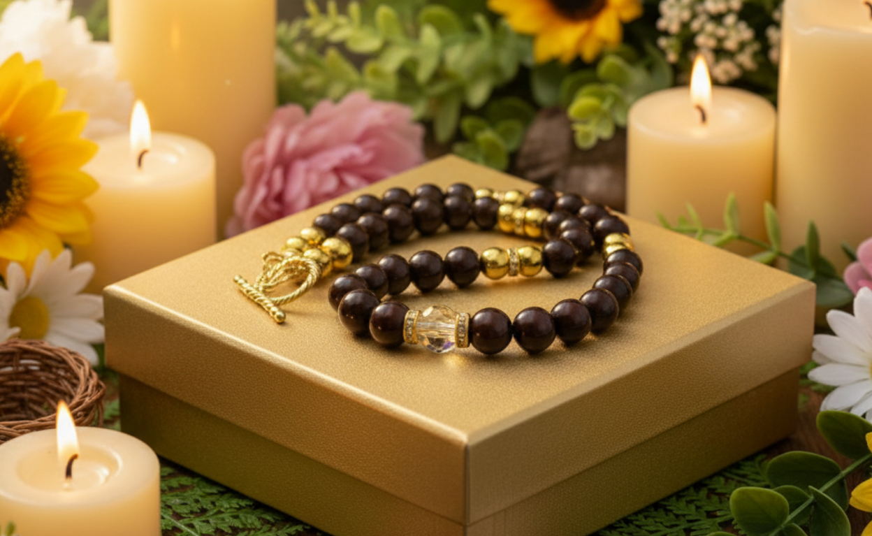 Beautiful Golden Shadow Crystal, Maroon Pearl and Gold Hematite Semi-precious Necklace-handcrafted by Artistry Jewelry