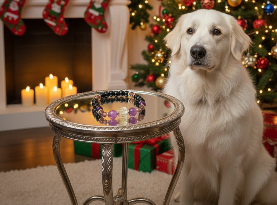 Amethyst and Black Garnet Yoga Bracelet