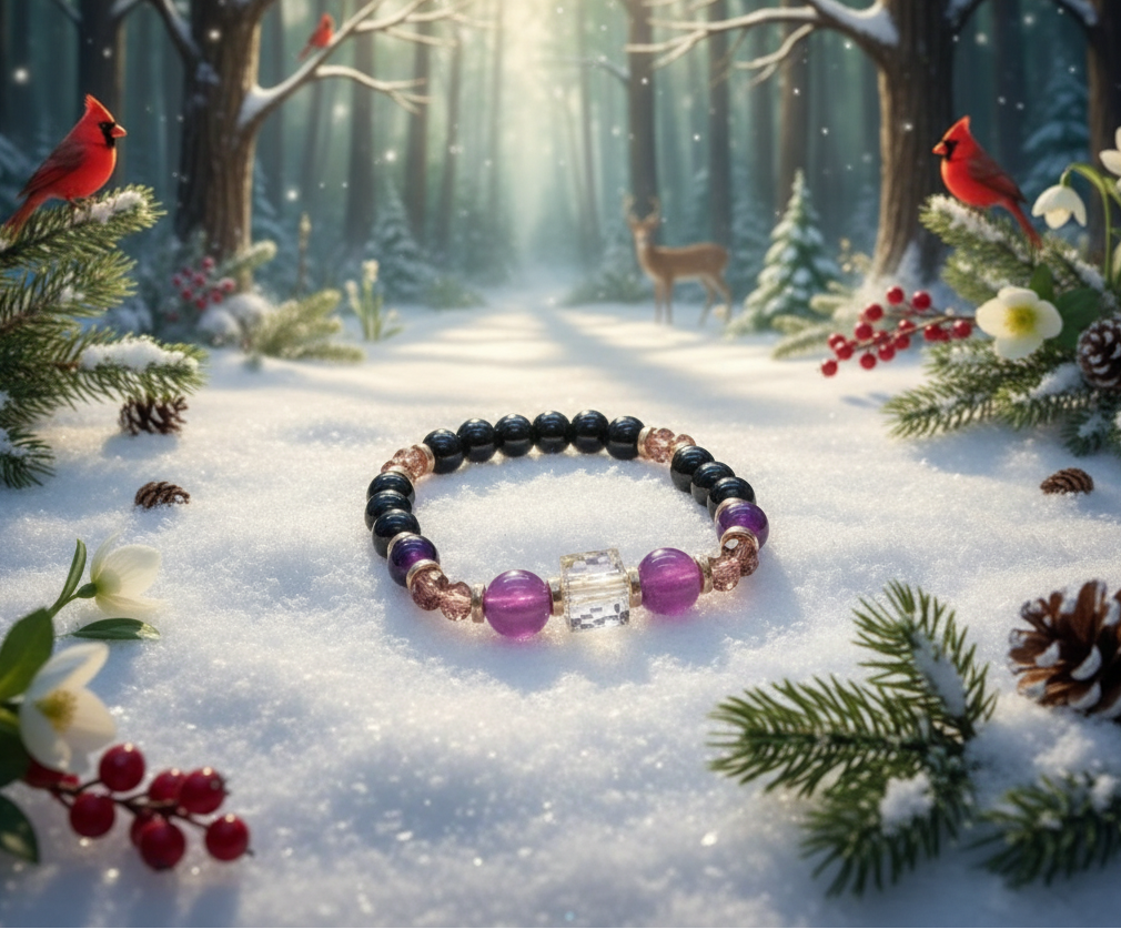 Amethyst and Black Garnet Yoga Bracelet