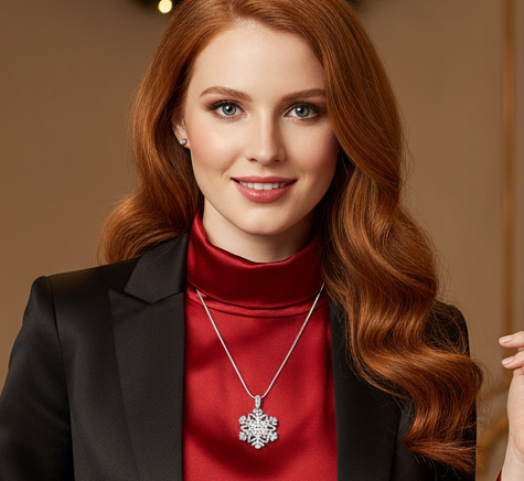 Stunning Silver Crystal Snowflake Necklace