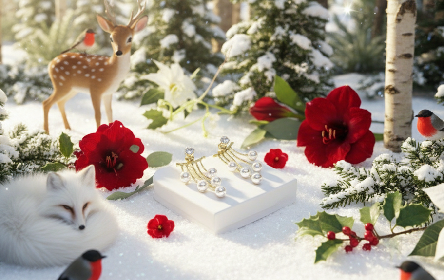 Lovely Crystal and Pearl Hanging Ear Jackets