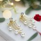 Lovely Crystal and Pearl Hanging Ear Jackets