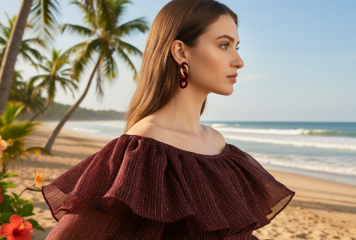 Lovely Velvet and Gold Chain Earrings