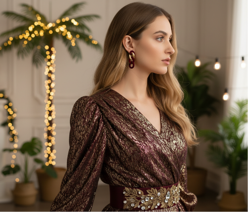 Lovely Velvet and Gold Chain Earrings