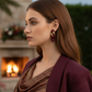 Lovely Velvet and Gold Chain Earrings