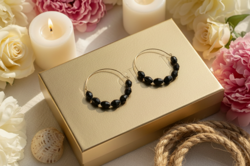 Black Wire Hoop Earrings