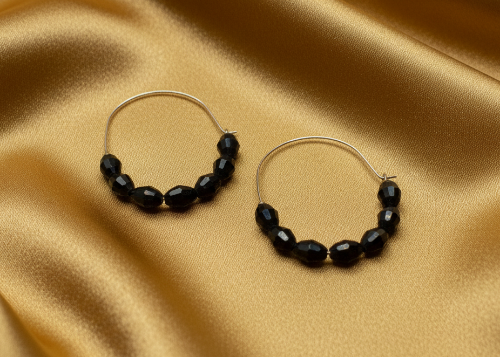 Black Wire Hoop Earrings