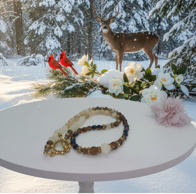 Beautiful Natural Italian Onyx, Quartz, and Crystals, One-of-a-Kind, Semi-precious Necklace-B-handcrafted by Artistry Jewelry
