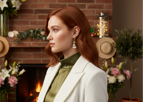 Precious White Flower Dangle Earrings