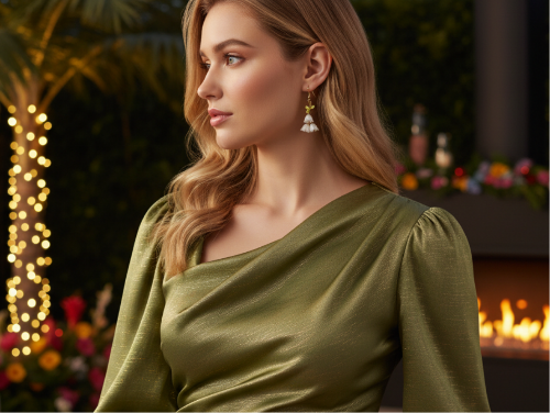 Precious White Flower Dangle Earrings