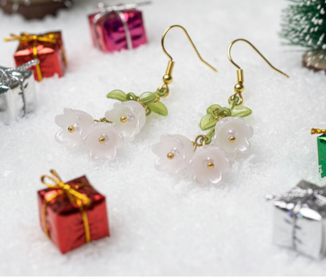 Precious White Flower Dangle Earrings